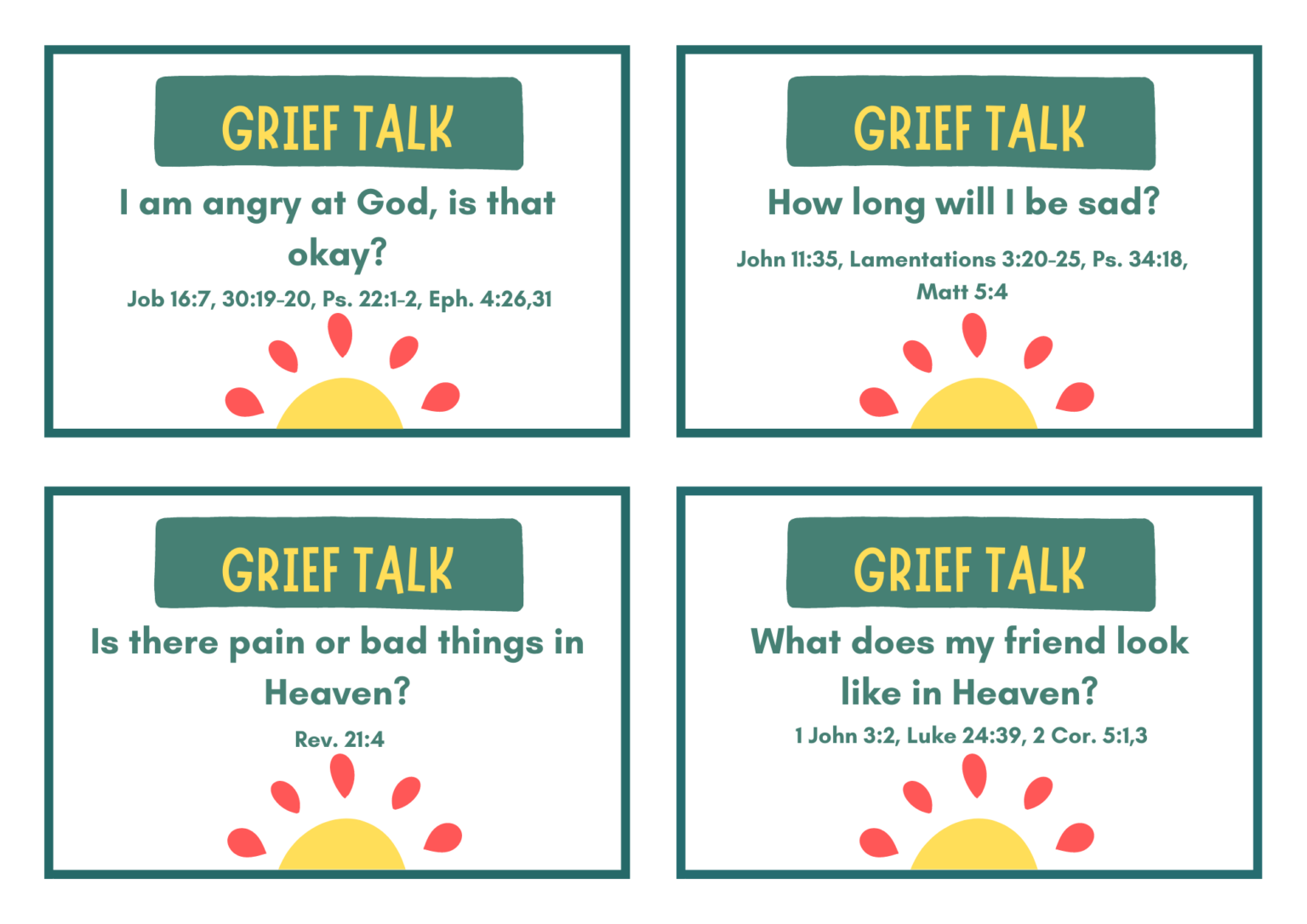 GriefTalk: Printable Conversation Cards for Families - Empowered Homes